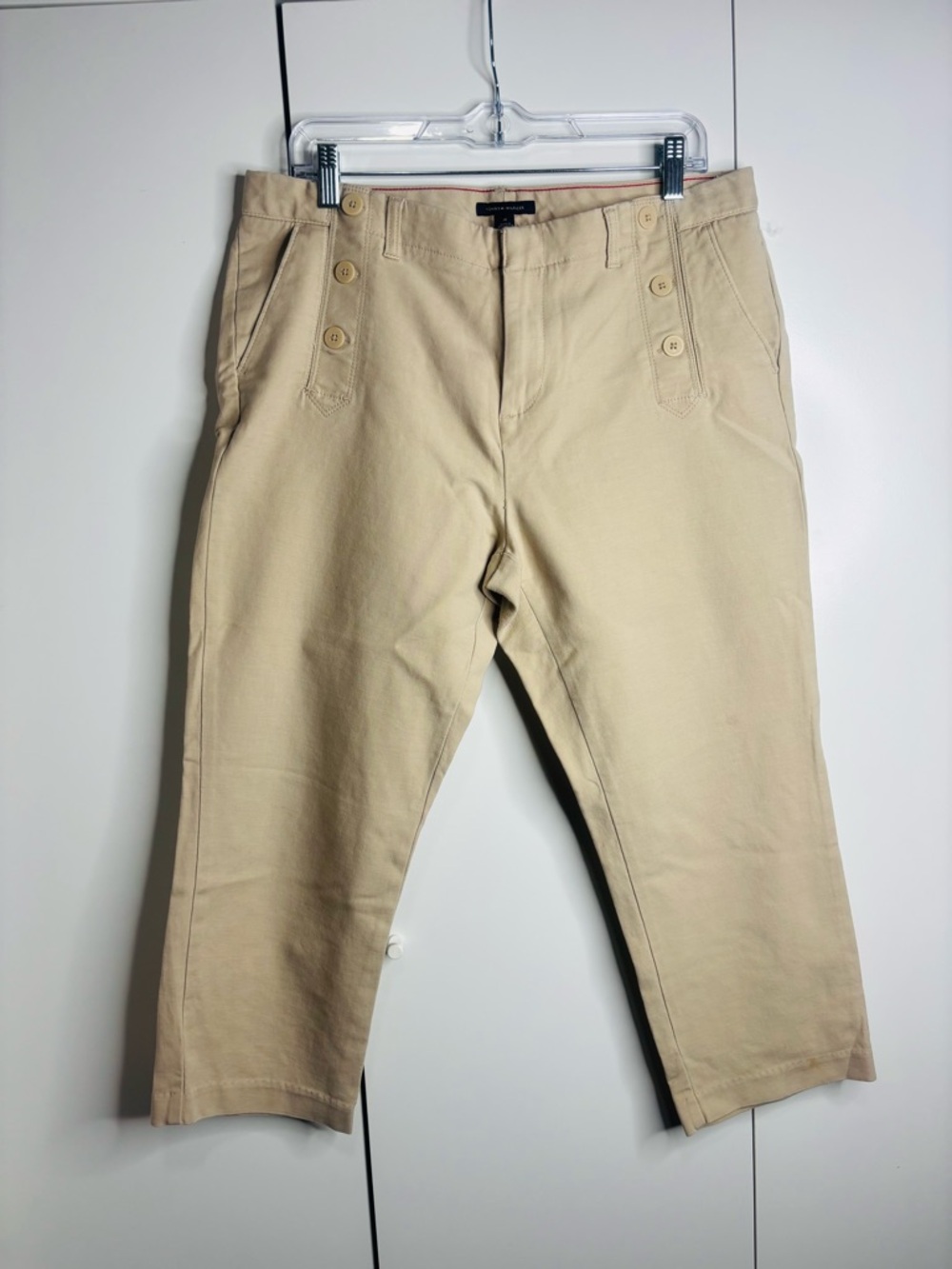 Tommy Hilfiger Women's Wide Leg Crop Pants in Khaki